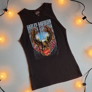 Harley Davidson Black Cut Off Tee w/ Eagle
